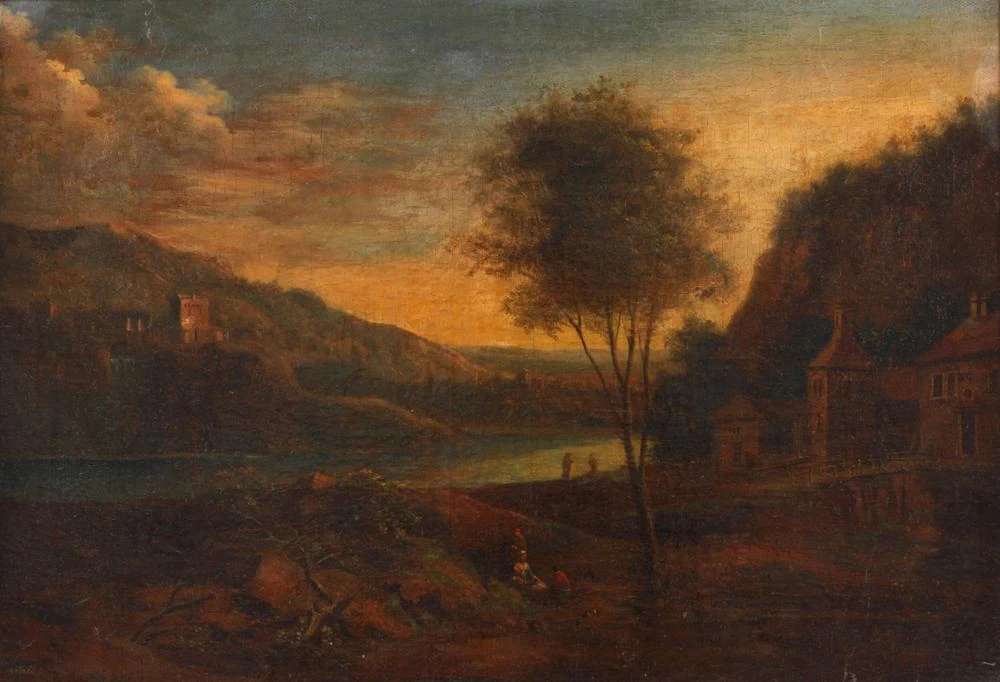 Johann Christian Vollerdt - 108, paesaggio fluviale montuoso